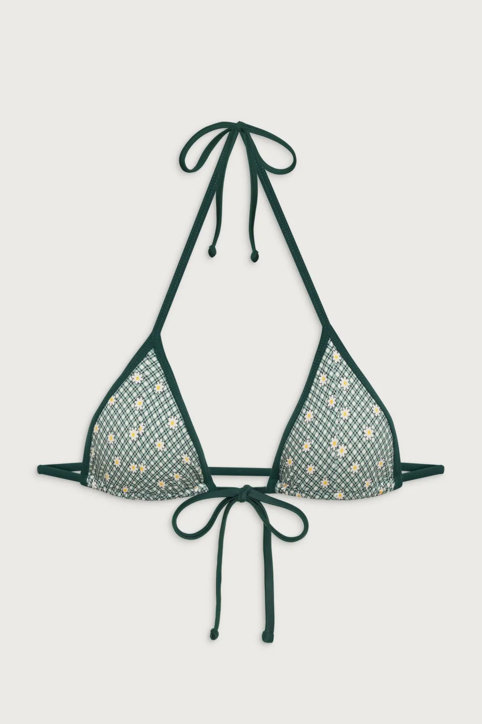 Coastal Halter Gingham Bikini Top