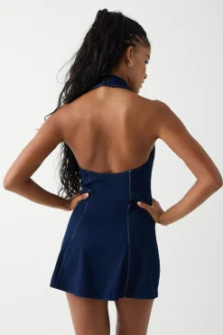 Moonlight Denim Halter Dress