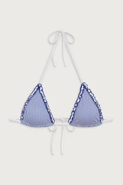 Nick Striped Triangle Bikini Top
