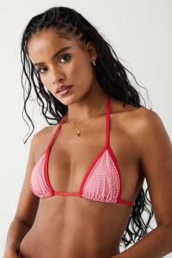 Nick Triangle Gingham Bikini Top