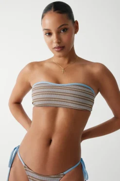 Rosabella Striped Bandeau Bikini Top