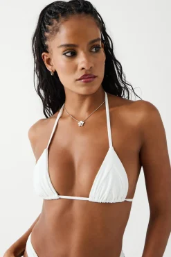 Sky Triangle Ribbed Bikini Top
