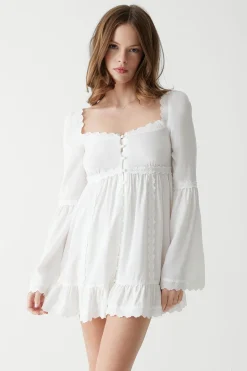 Sunflower Floral Embroidered Mini Dress