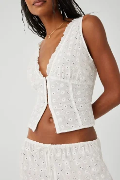 Tea Eyelet Ruffle Tank