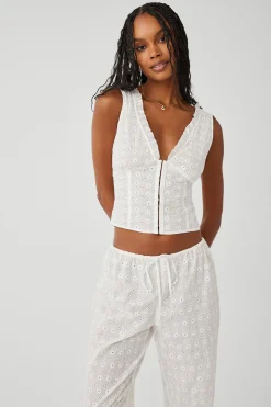 Tea Eyelet Ruffle Tank