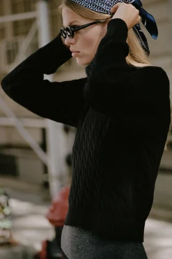 Varsity Cable Knit Sweater