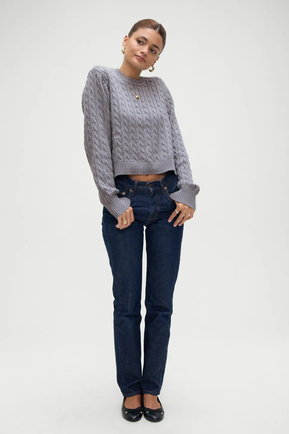 Varsity Cable Knit Sweater